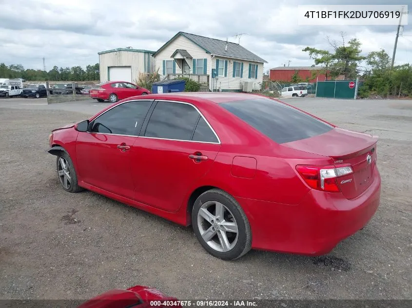 2013 Toyota Camry Se VIN: 4T1BF1FK2DU706919 Lot: 40347675