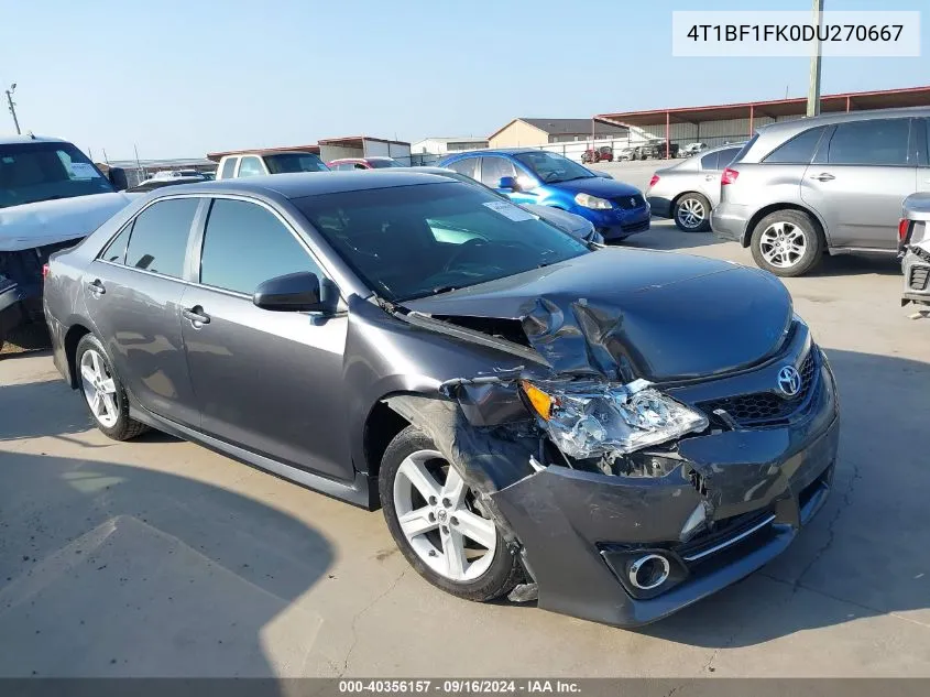 2013 Toyota Camry Se VIN: 4T1BF1FK0DU270667 Lot: 40356157