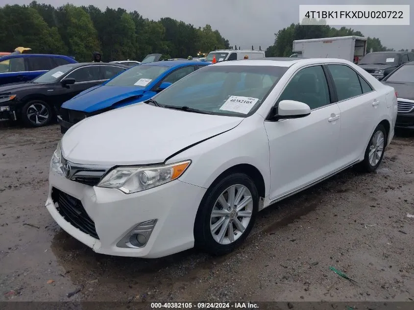 4T1BK1FKXDU020722 2013 Toyota Camry Xle V6