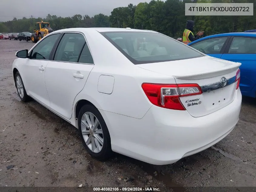 4T1BK1FKXDU020722 2013 Toyota Camry Xle V6