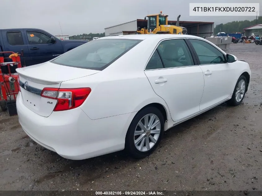 4T1BK1FKXDU020722 2013 Toyota Camry Xle V6