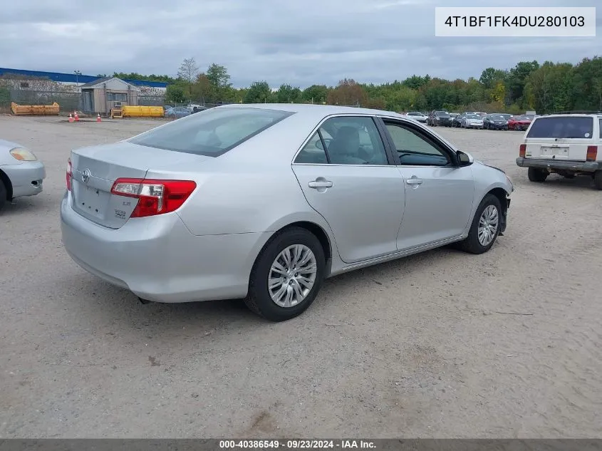 2013 Toyota Camry Le VIN: 4T1BF1FK4DU280103 Lot: 40386549