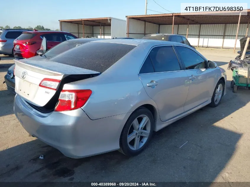 2013 Toyota Camry Se VIN: 4T1BF1FK7DU698350 Lot: 40389968