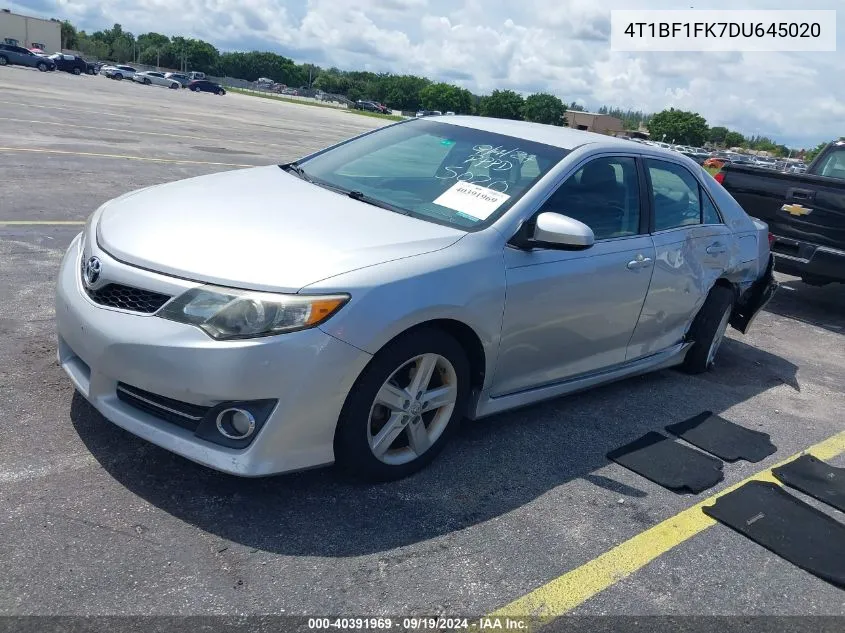 2013 Toyota Camry Se VIN: 4T1BF1FK7DU645020 Lot: 40391969