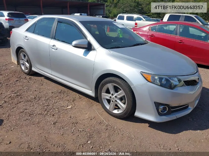 2013 Toyota Camry Se VIN: 4T1BF1FK0DU663357 Lot: 40398081