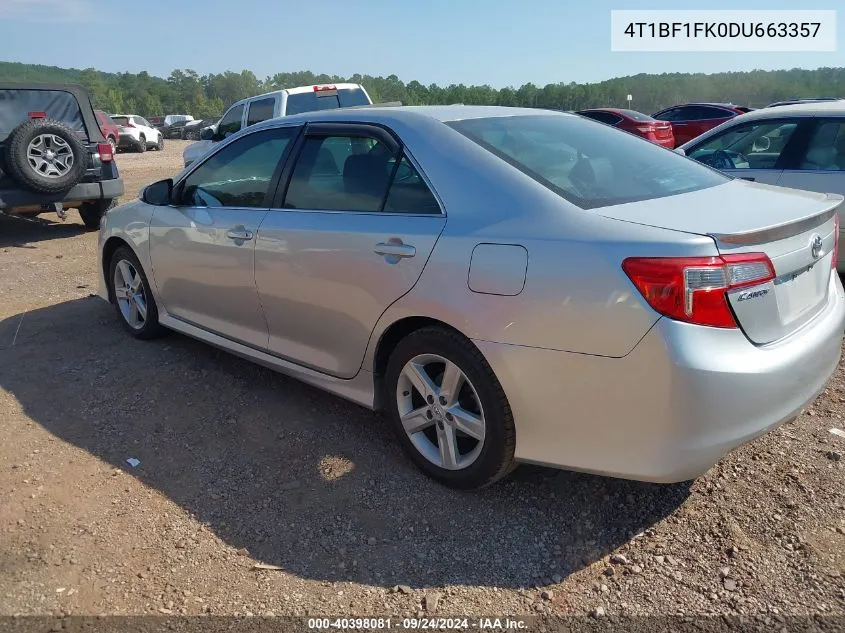 2013 Toyota Camry Se VIN: 4T1BF1FK0DU663357 Lot: 40398081