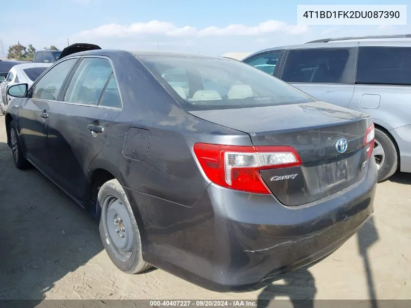 2013 Toyota Camry Hybrid Le VIN: 4T1BD1FK2DU087390 Lot: 40407227