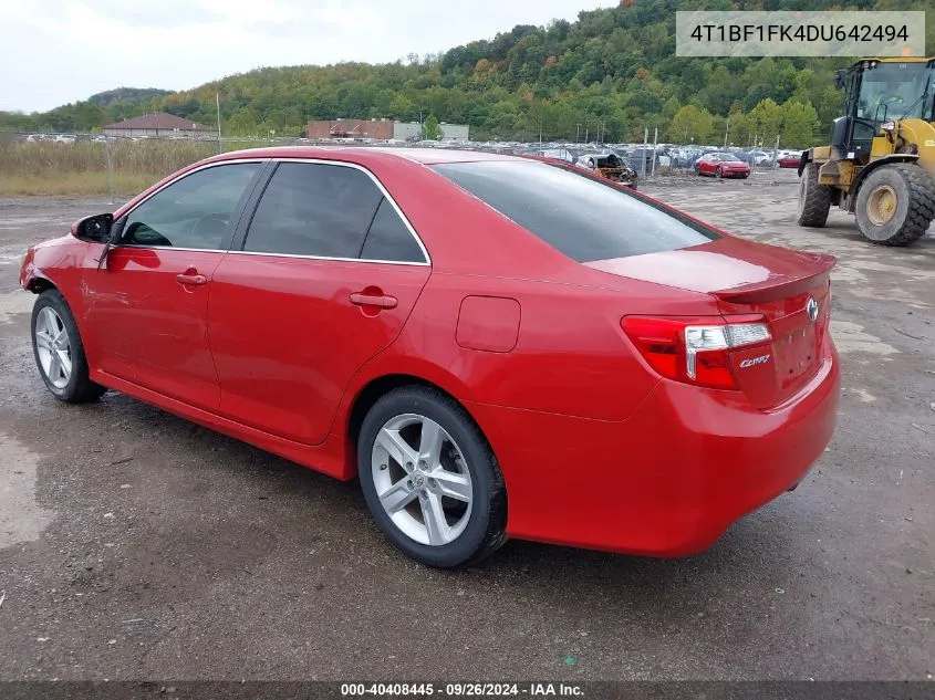 2013 Toyota Camry Se VIN: 4T1BF1FK4DU642494 Lot: 40408445