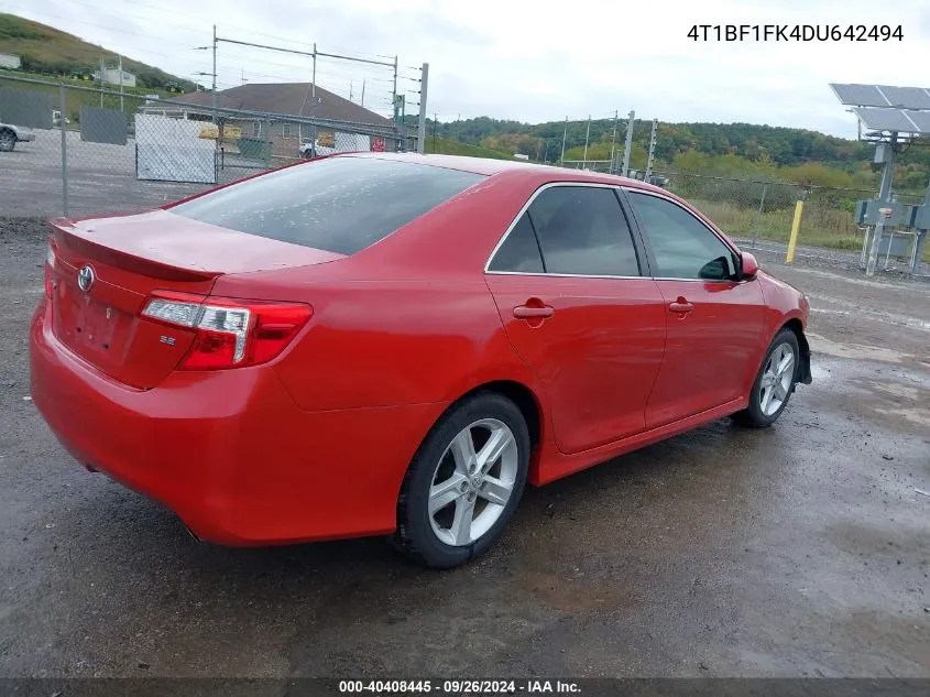 2013 Toyota Camry Se VIN: 4T1BF1FK4DU642494 Lot: 40408445