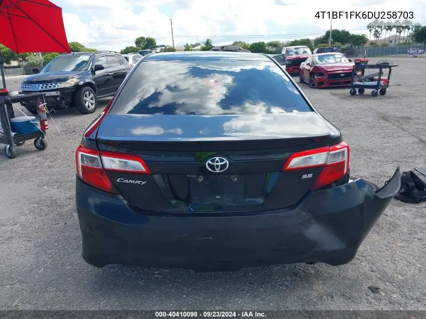 2013 Toyota Camry Se VIN: 4T1BF1FK6DU258703 Lot: 40410098