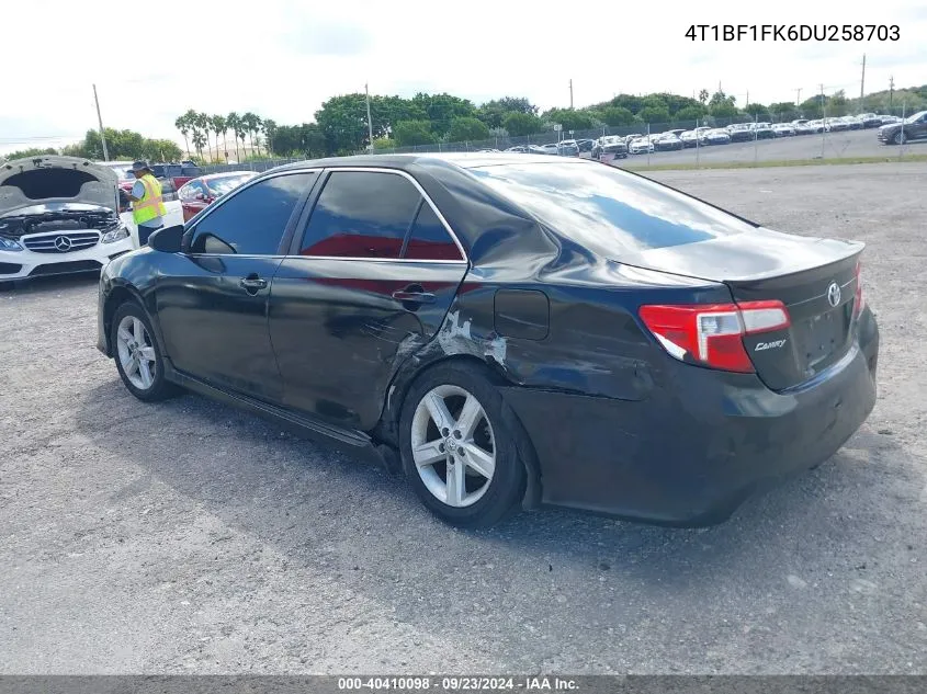 2013 Toyota Camry Se VIN: 4T1BF1FK6DU258703 Lot: 40410098