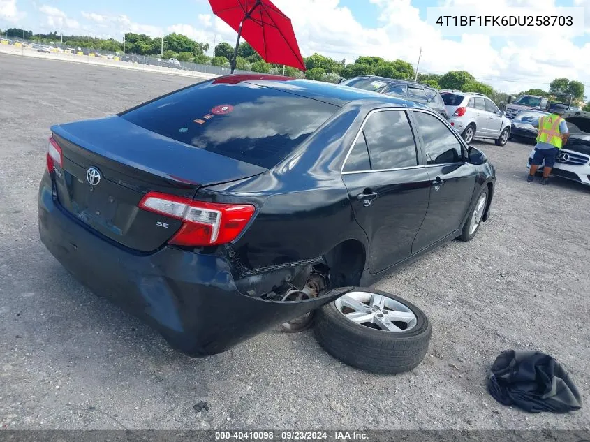 2013 Toyota Camry Se VIN: 4T1BF1FK6DU258703 Lot: 40410098