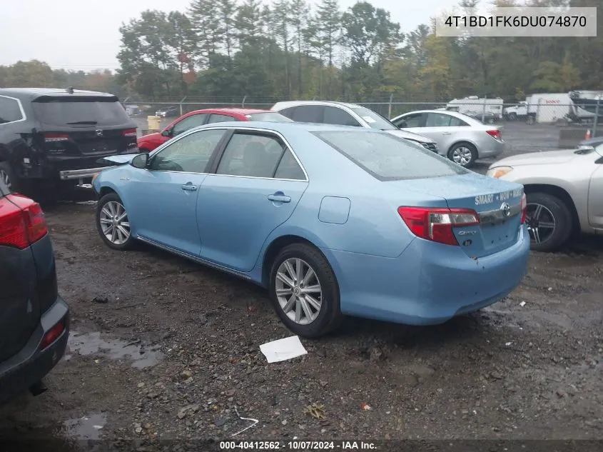 2013 Toyota Camry Hybrid Xle VIN: 4T1BD1FK6DU074870 Lot: 40412562