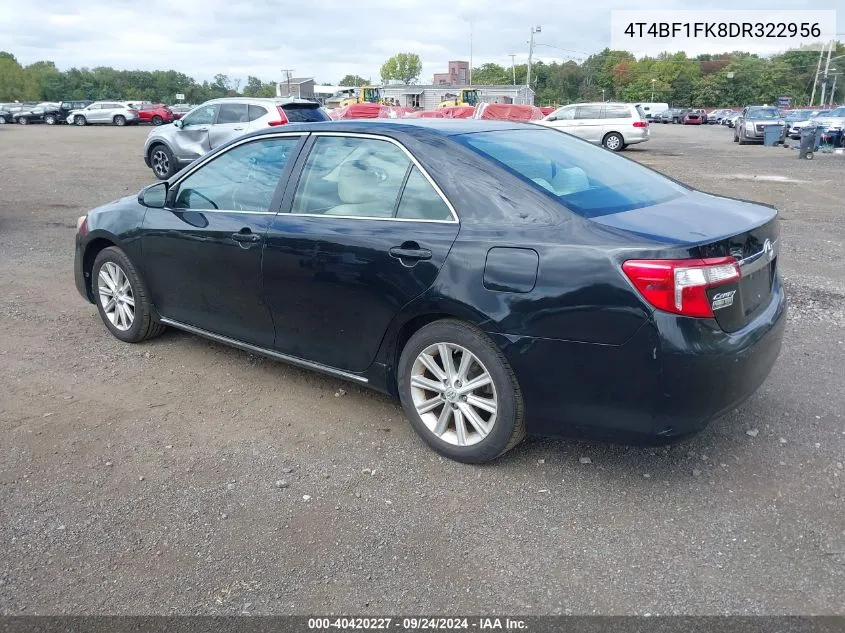 2013 Toyota Camry Xle VIN: 4T4BF1FK8DR322956 Lot: 40420227