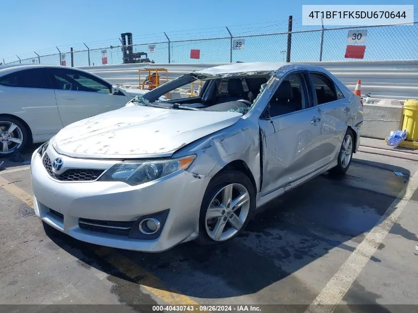 2013 Toyota Camry Se VIN: 4T1BF1FK5DU670644 Lot: 40430743