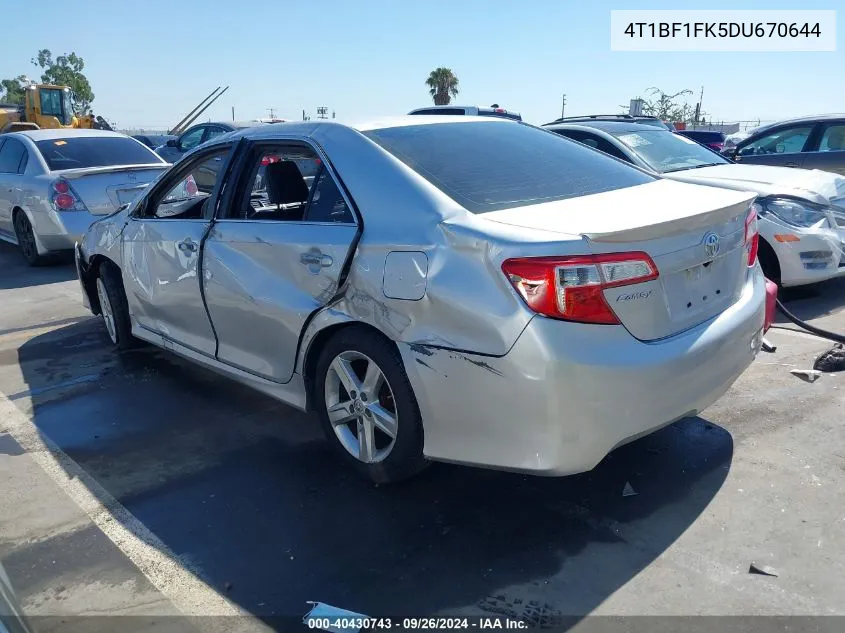 2013 Toyota Camry Se VIN: 4T1BF1FK5DU670644 Lot: 40430743