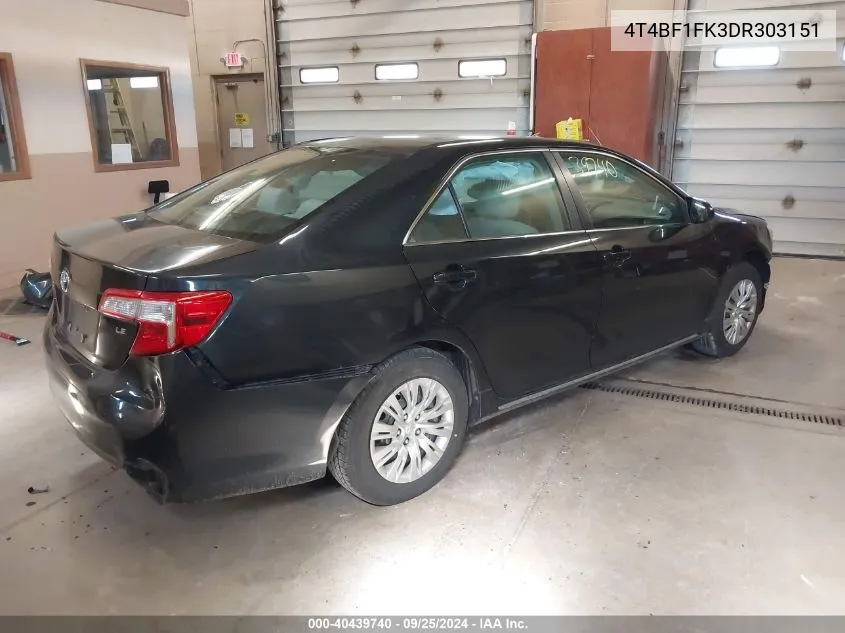 2013 Toyota Camry Le VIN: 4T4BF1FK3DR303151 Lot: 40439740