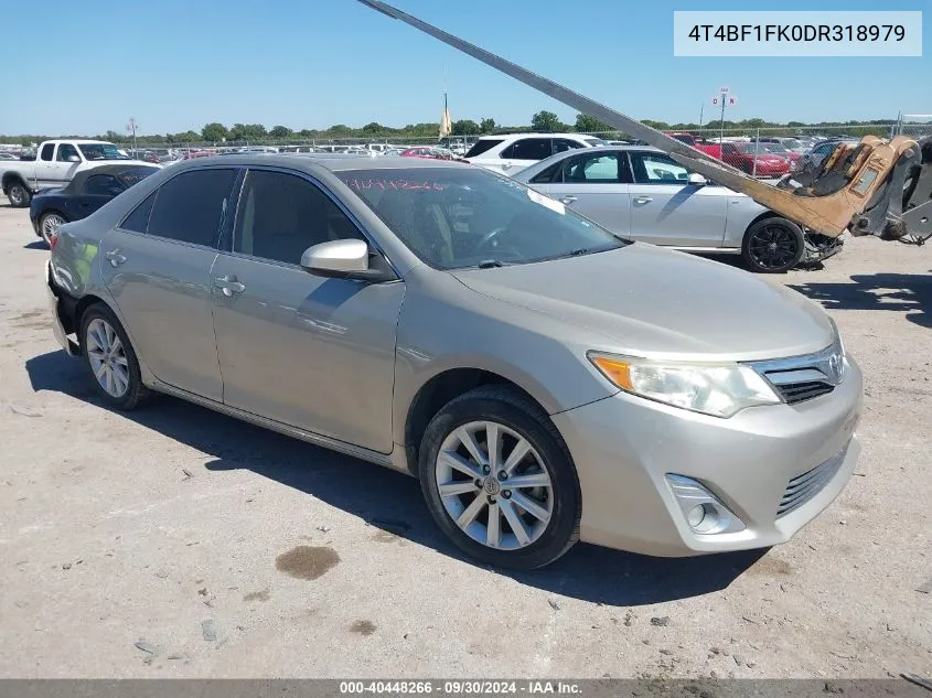 2013 Toyota Camry Xle VIN: 4T4BF1FK0DR318979 Lot: 40448266