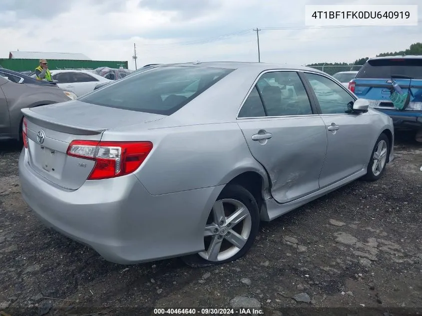 2013 Toyota Camry Se VIN: 4T1BF1FK0DU640919 Lot: 40464640