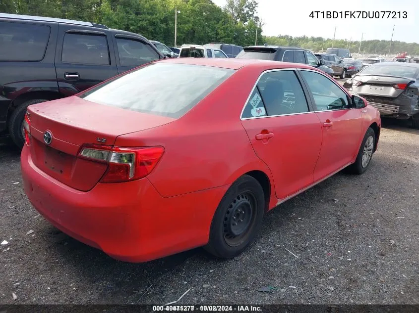 2013 Toyota Camry Hybrid Le/Xle VIN: 4T1BD1FK7DU077213 Lot: 40471277