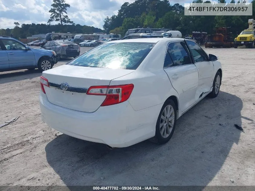 2013 Toyota Camry Xle VIN: 4T4BF1FK7DR306957 Lot: 40477702