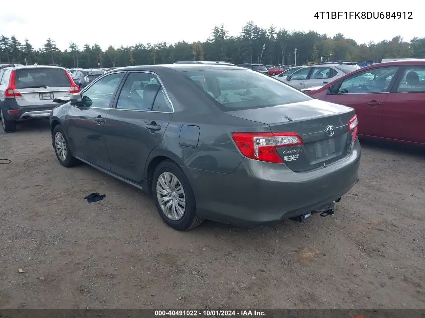 2013 Toyota Camry Le VIN: 4T1BF1FK8DU684912 Lot: 40491022