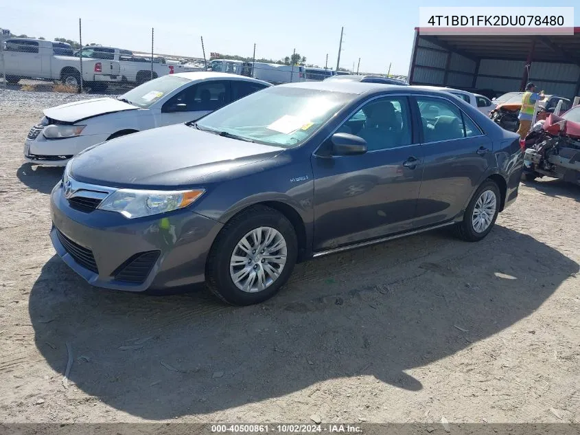 2013 Toyota Camry Hybrid Le VIN: 4T1BD1FK2DU078480 Lot: 40500861