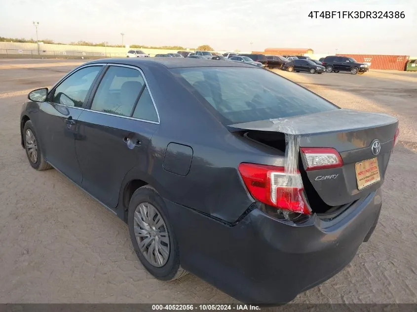 2013 Toyota Camry Le VIN: 4T4BF1FK3DR324386 Lot: 40522056