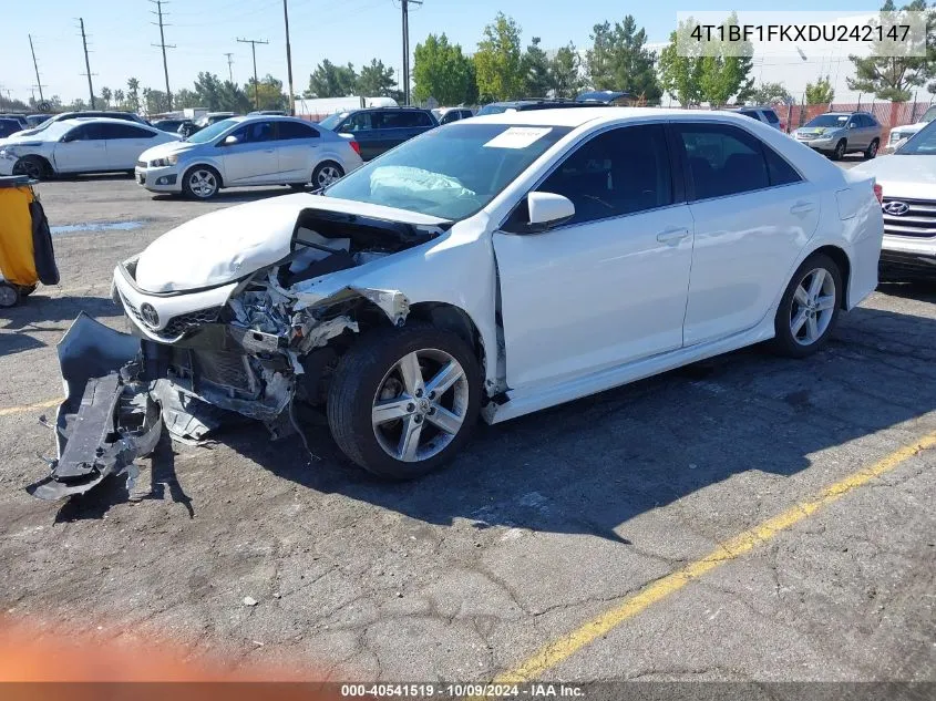 2013 Toyota Camry Se VIN: 4T1BF1FKXDU242147 Lot: 40541519