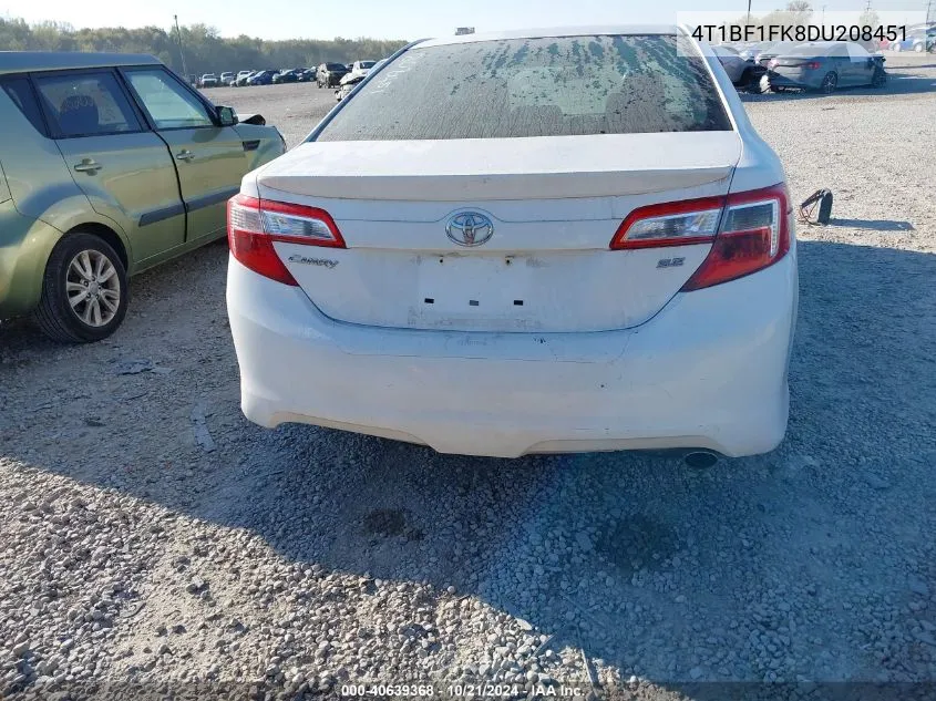 2013 Toyota Camry L/Se/Le/Xle VIN: 4T1BF1FK8DU208451 Lot: 40639368