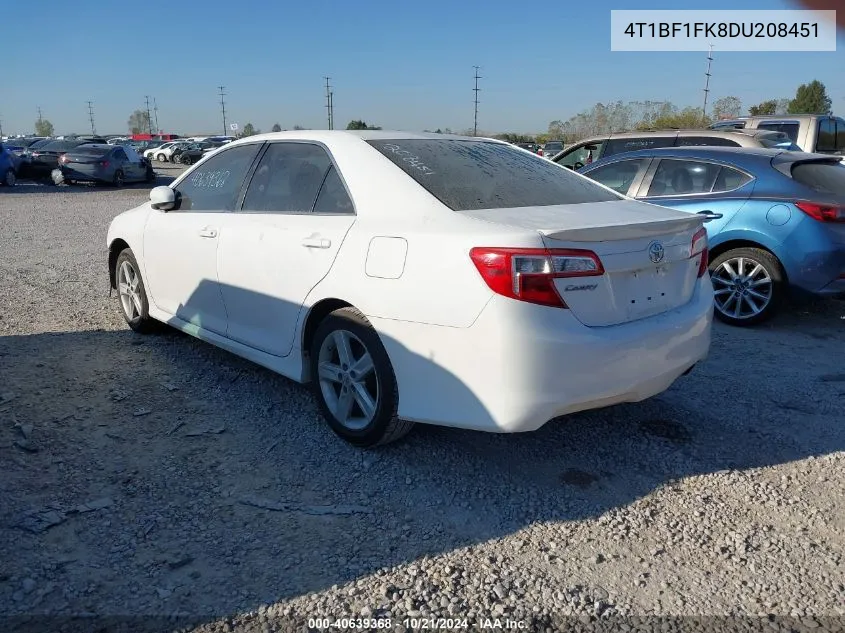 2013 Toyota Camry L/Se/Le/Xle VIN: 4T1BF1FK8DU208451 Lot: 40639368