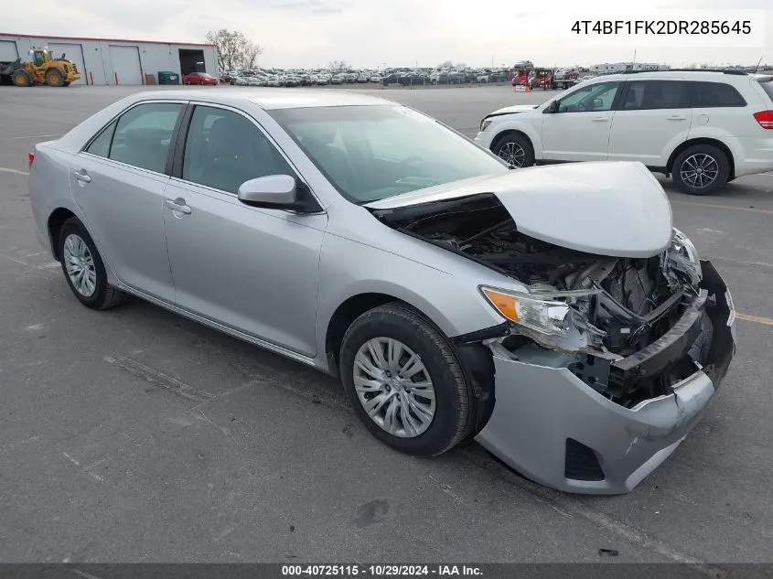 2013 Toyota Camry Le VIN: 4T4BF1FK2DR285645 Lot: 40725115