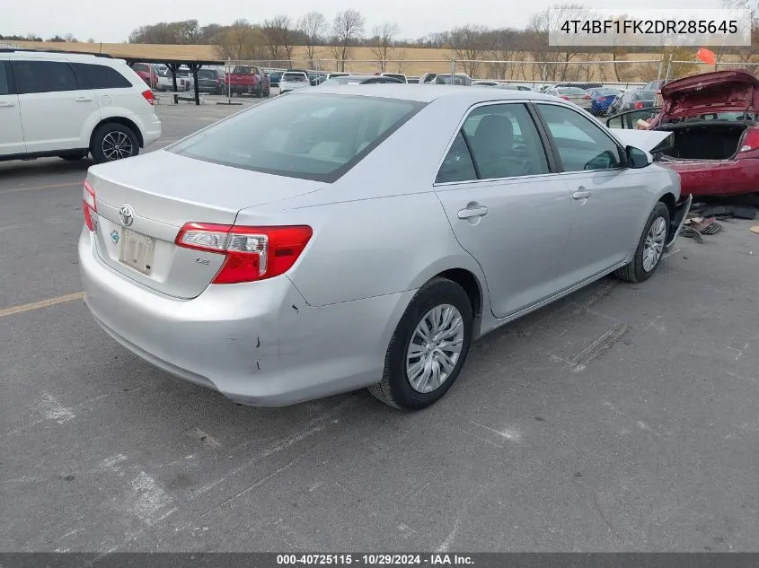 4T4BF1FK2DR285645 2013 Toyota Camry Le