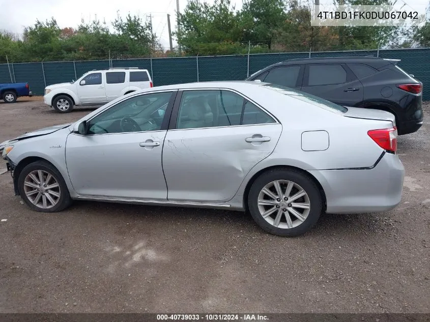 2013 Toyota Camry Hybrid Xle VIN: 4T1BD1FK0DU067042 Lot: 40739033