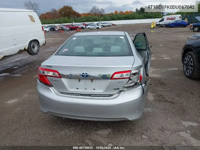 2013 Toyota Camry Hybrid Xle VIN: 4T1BD1FK0DU067042 Lot: 40739033