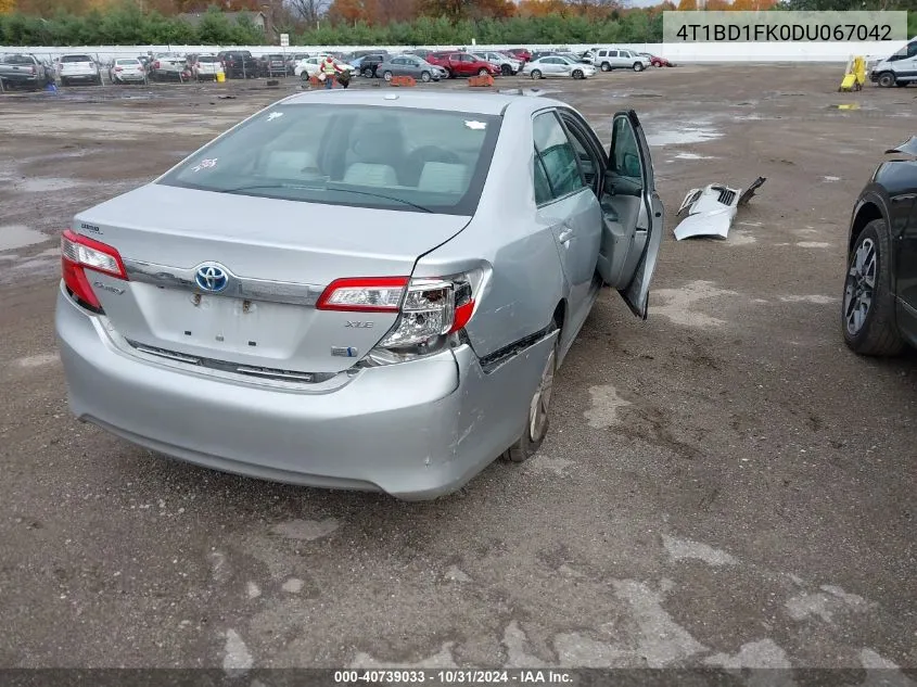 2013 Toyota Camry Hybrid Xle VIN: 4T1BD1FK0DU067042 Lot: 40739033