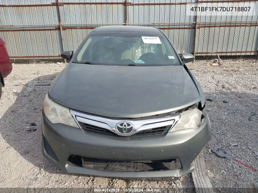 2013 Toyota Camry Le VIN: 4T1BF1FK7DU718807 Lot: 40742839