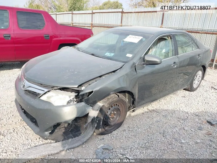 2013 Toyota Camry Le VIN: 4T1BF1FK7DU718807 Lot: 40742839