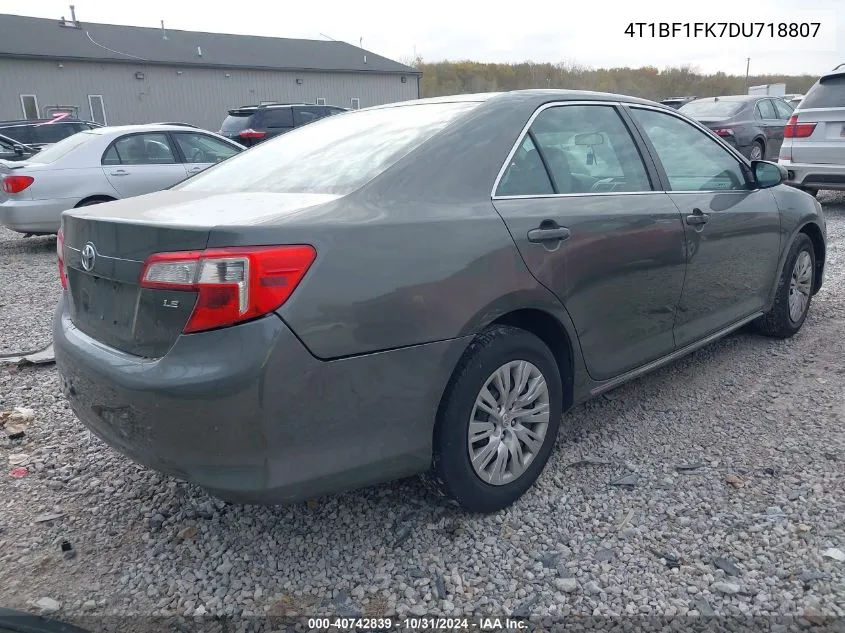 2013 Toyota Camry Le VIN: 4T1BF1FK7DU718807 Lot: 40742839