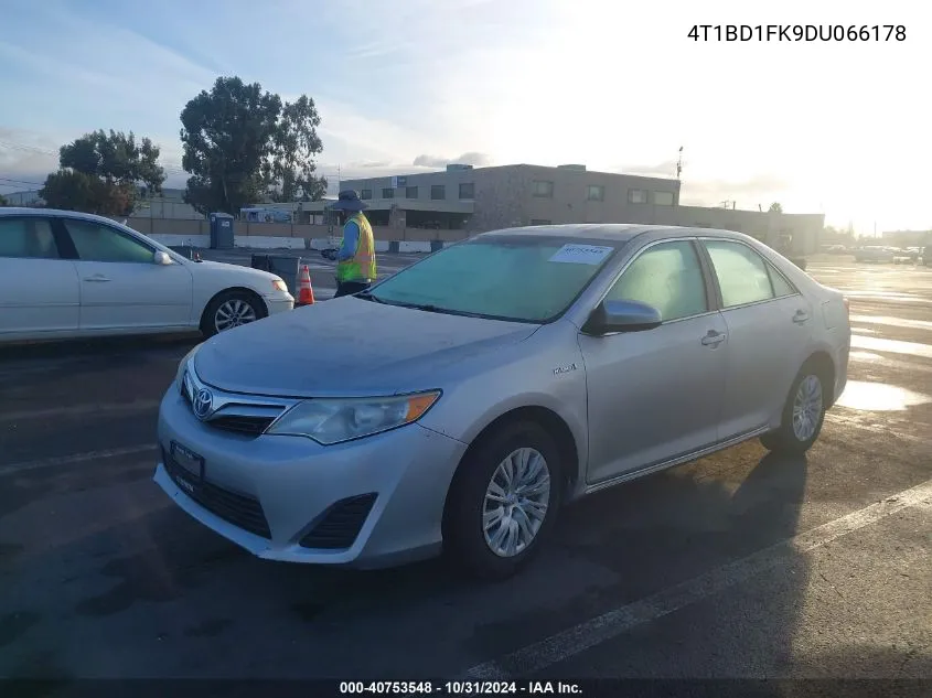 2013 Toyota Camry Hybrid Le VIN: 4T1BD1FK9DU066178 Lot: 40753548