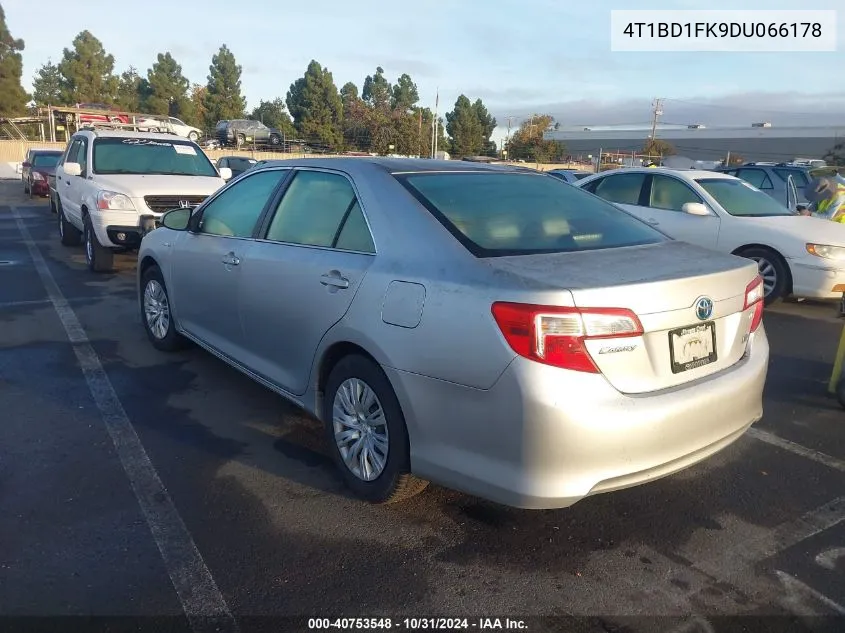 2013 Toyota Camry Hybrid Le VIN: 4T1BD1FK9DU066178 Lot: 40753548