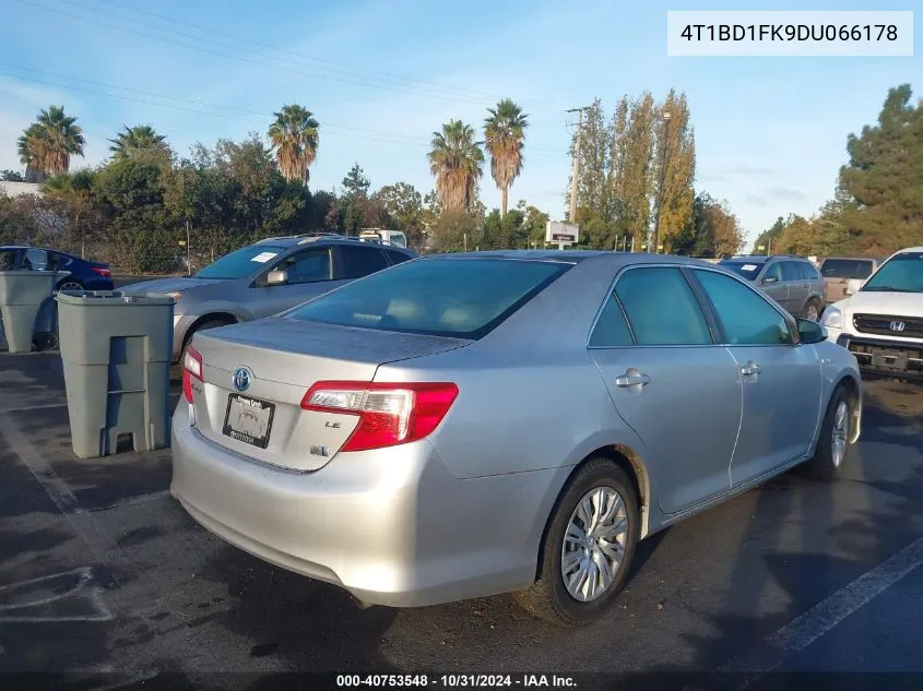 2013 Toyota Camry Hybrid Le VIN: 4T1BD1FK9DU066178 Lot: 40753548