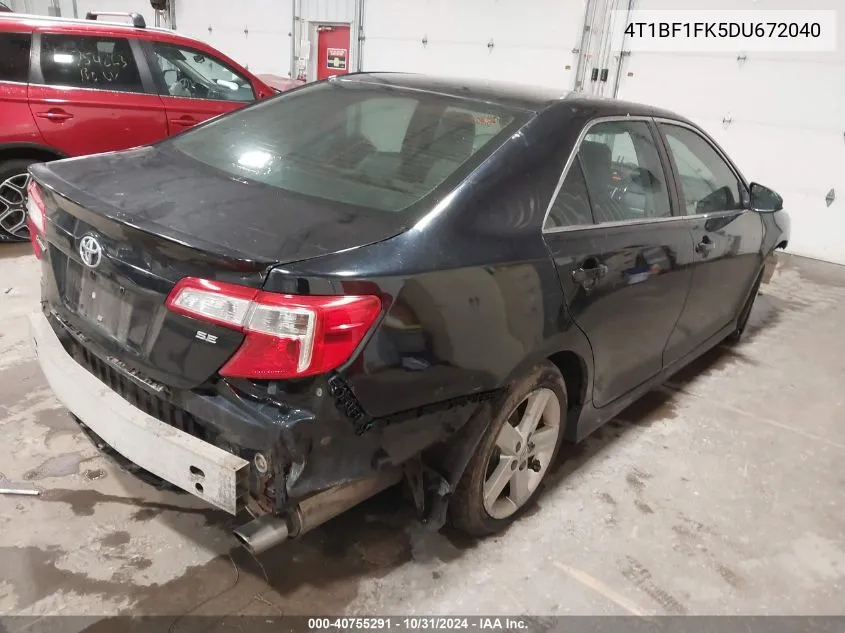 2013 Toyota Camry Se VIN: 4T1BF1FK5DU672040 Lot: 40755291