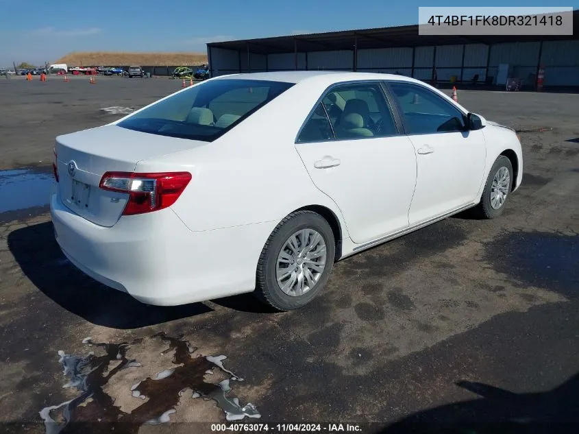 4T4BF1FK8DR321418 2013 Toyota Camry Le