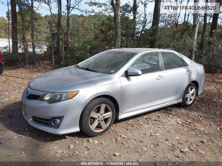 2013 Toyota Camry Se VIN: 4T1BF1FK4DU669520 Lot: 40765015