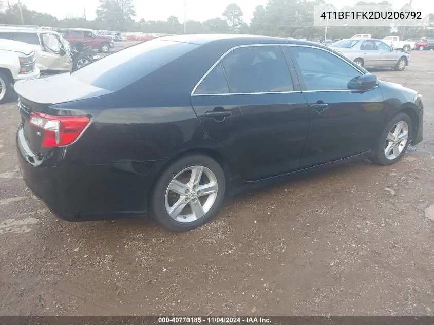 2013 Toyota Camry Se VIN: 4T1BF1FK2DU206792 Lot: 40770185