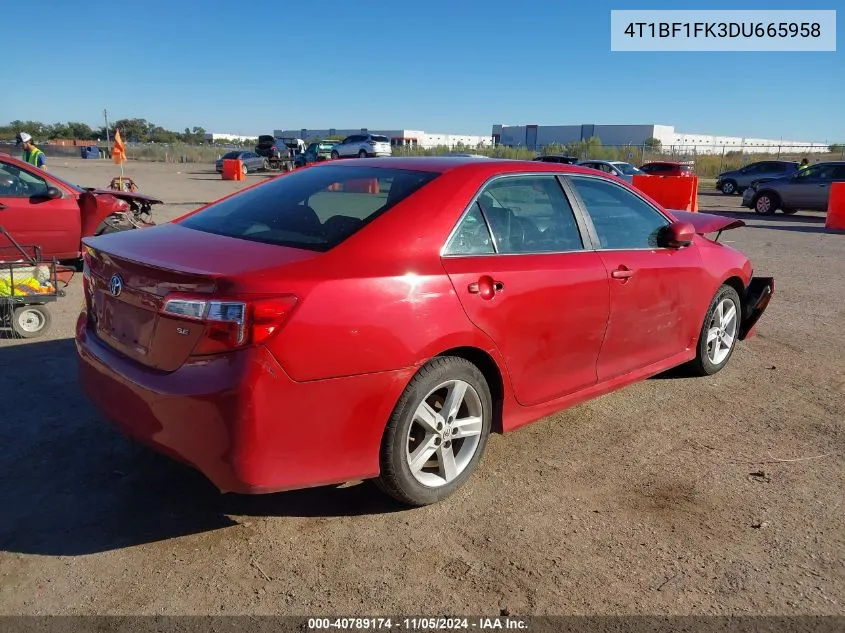 2013 Toyota Camry Se VIN: 4T1BF1FK3DU665958 Lot: 40789174