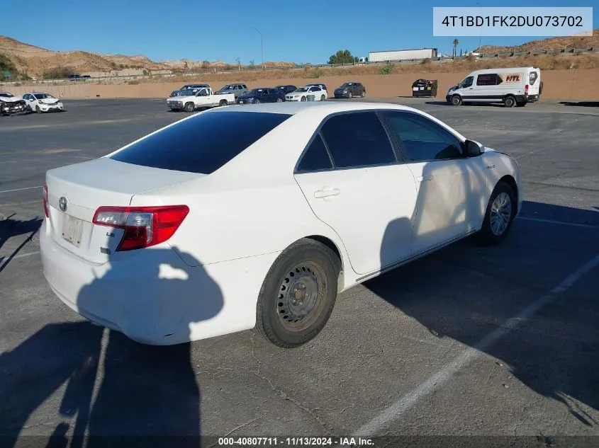 4T1BD1FK2DU073702 2013 Toyota Camry Hybrid Le