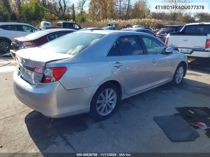 2013 Toyota Camry Hybrid Xle VIN: 4T1BD1FK6DU077378 Lot: 40826768