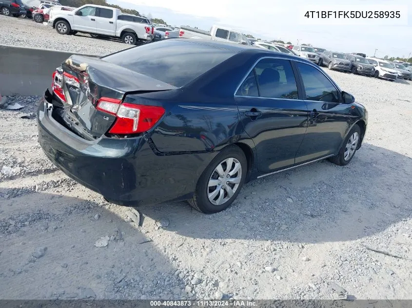 2013 Toyota Camry Le VIN: 4T1BF1FK5DU258935 Lot: 40843873